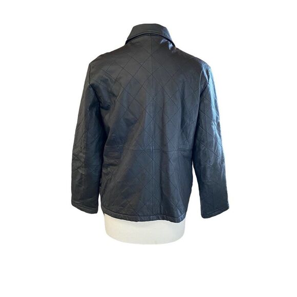Vintage Dialogue QVC Style Diamond Stitch Black Leather Jacket Women’s M - Picture 4 of 15